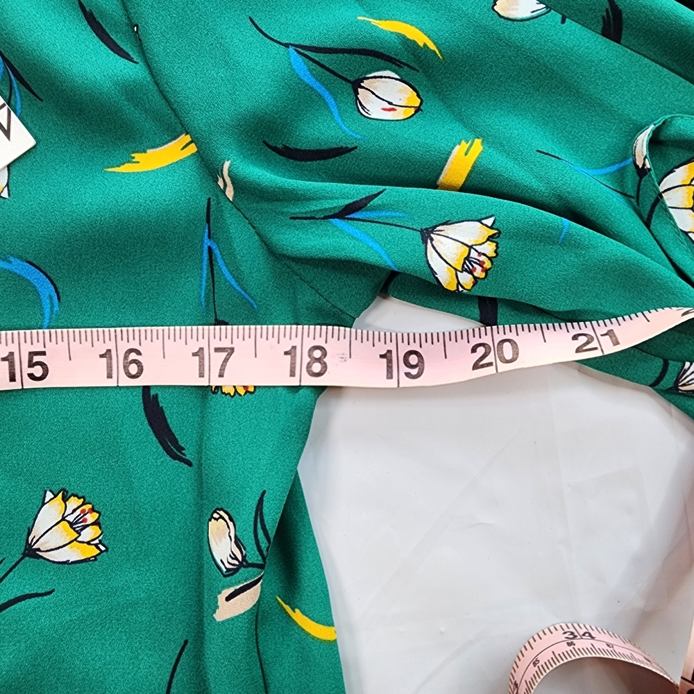 41 Hawthorn Trina Green Floral 3/4 Length Tie Sleeve Blouse Size XS - Picture 10 of 15